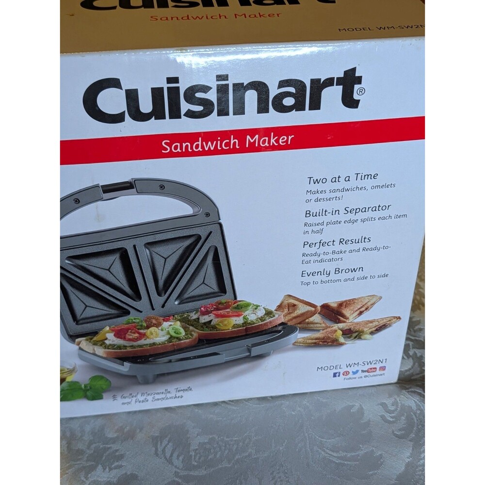 Cuisinart Sandwich Maker Model WM-SW2N1 Nonstick Panini Press NIB New Sealed